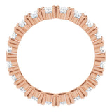 14K Gold Oval Natural Diamond Shared-Prong Eternity Band – 5x3 mm Stones - Rose Gold - view 2