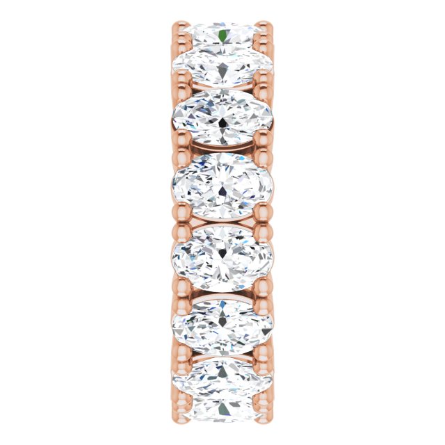 10K Gold Oval Lab-Grown Diamond Shared-Prong Eternity Band – 6x4 mm Stones - Rose Gold - view 4