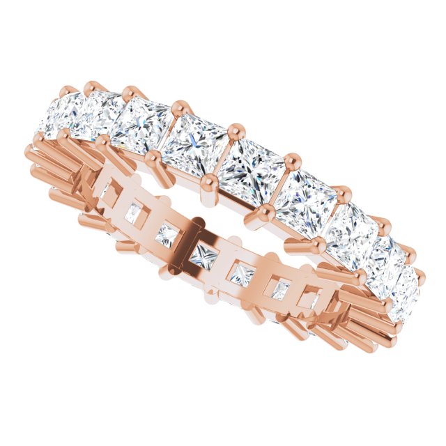 10K Gold Square Lab-Grown Diamond Shared-Prong Eternity Band – 3x3 mm Stones - Rose Gold - view 5