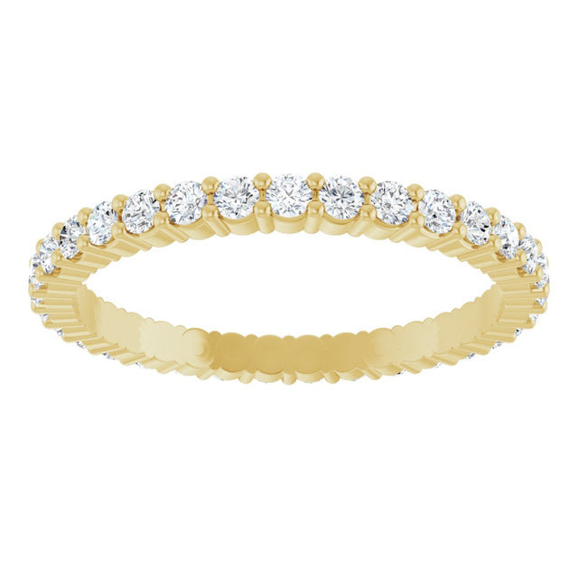 14K Gold Round Natural Diamond Shared-Prong Eternity Band – 1.7 mm Stones - Yellow Gold - view 3