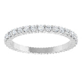 14K Gold Round Natural Diamond Shared-Prong Eternity Band – 1.7 mm Stones - White Gold - view 3