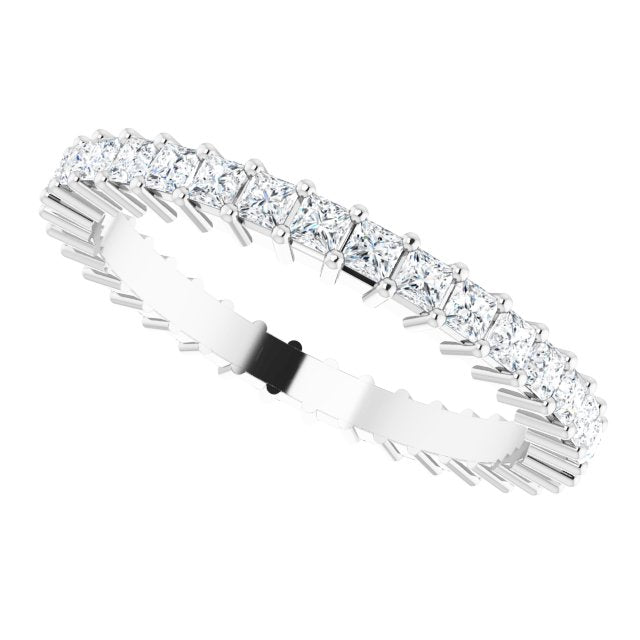 10K Gold Square Natural Diamond Shared-Prong Eternity Band – 1.75x1.75 mm Stones - White Gold - view 5