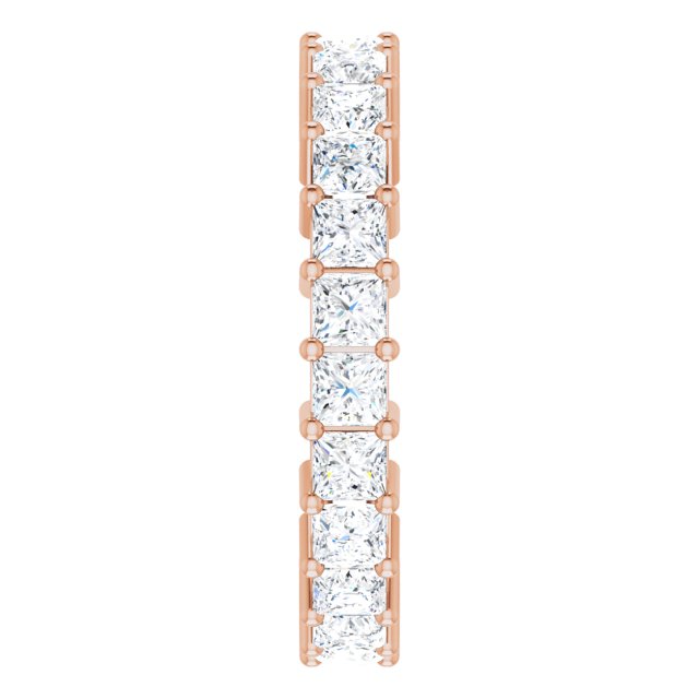 10K Gold Square Natural Diamond Shared-Prong Eternity Band – 2.75x2.75 mm Stones - Rose Gold - view 4