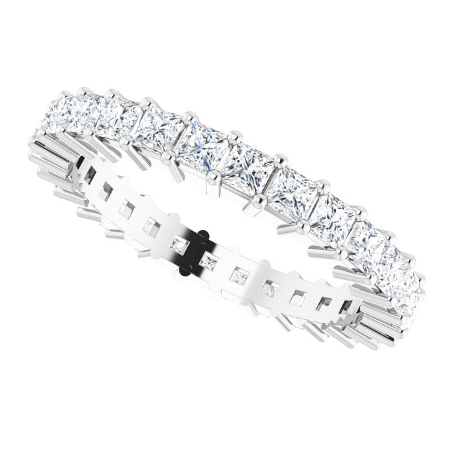 10K Gold Square Natural Diamond Shared-Prong Eternity Band – 2.25x2.25 mm Stones - White Gold - view 5