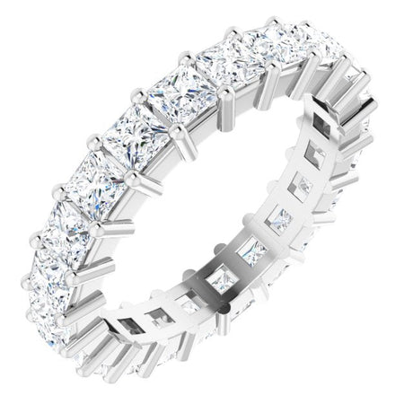 10K Gold Square Lab-Grown Diamond Shared-Prong Eternity Band – 3x3 mm Stones - White Gold