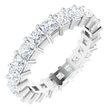 10K Gold Square Natural Diamond Shared-Prong Eternity Band – 3x3 mm Stones - White Gold