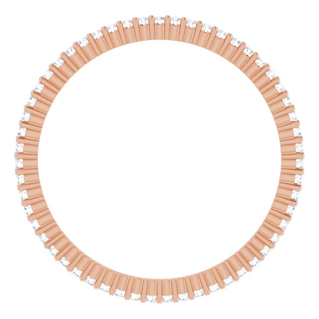 10K Gold Round Natural Diamond Shared-Prong Eternity Band – 1 mm Stones - Rose Gold - view 2