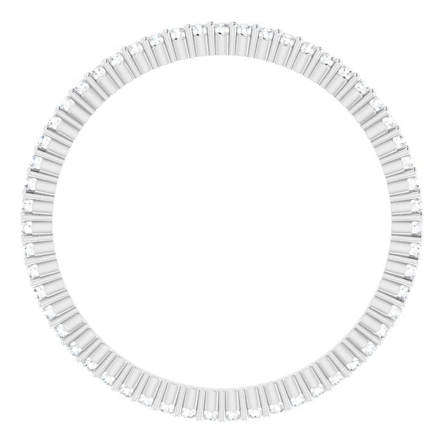10K Gold Round Natural Diamond Shared-Prong Eternity Band – 1 mm Stones - White Gold - view 2