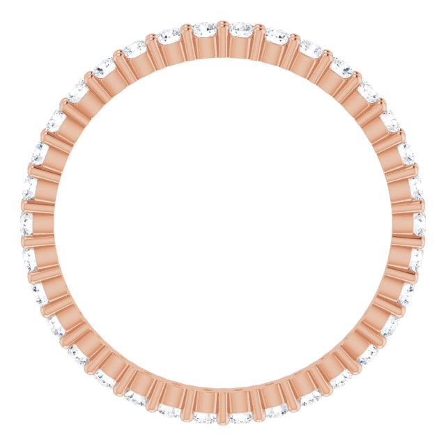 10K Gold Round Lab-Grown Diamond Shared-Prong Eternity Band – 1.75 mm Stones - Rose Gold - view 2