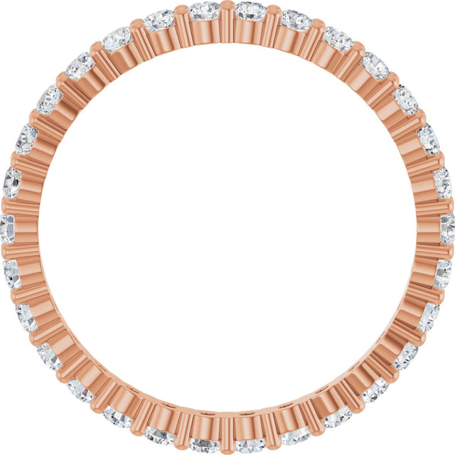 10K Gold Round Natural Diamond Shared-Prong Eternity Band – 2 mm Stones - Rose Gold - view 2