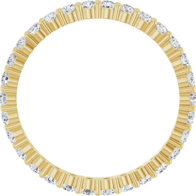 14K Gold Round Natural Diamond Shared-Prong Eternity Band – 2 mm Stones - Yellow Gold - view 2