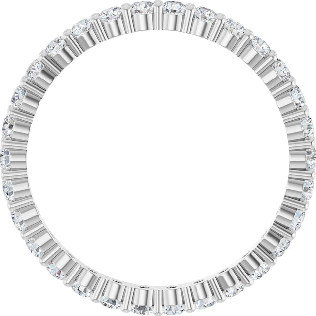 10K Gold Round Natural Diamond Shared-Prong Eternity Band – 2 mm Stones - White Gold - view 2