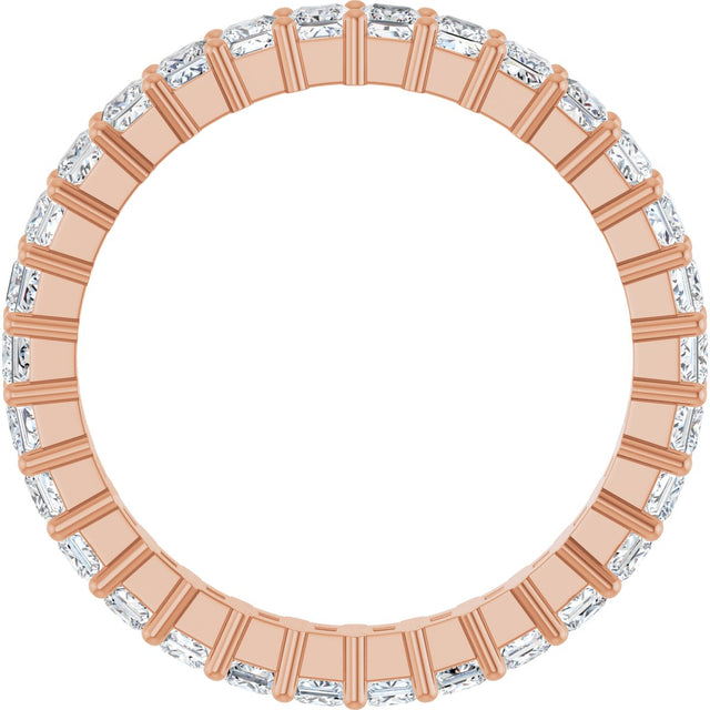 10K Gold Square Natural Diamond Shared-Prong Eternity Band – 2x2 mm Stones - Rose Gold - view 2