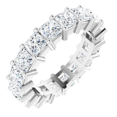 10K Gold Square Natural Diamond Shared-Prong Eternity Band – 3.75x3.75 mm Stones - White Gold