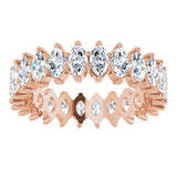 14K Gold Marquise Lab-Grown Diamond Shared-Prong Eternity Band – 4.5x2.5 mm Stones - Rose Gold - view 3