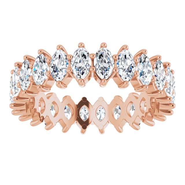 14K Gold Marquise Lab-Grown Diamond Shared-Prong Eternity Band – 4.5x2.5 mm Stones - Rose Gold - view 3