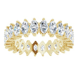 14K Gold Marquise Natural Diamond Shared-Prong Eternity Band – 4.5x2.5 mm Stones - Yellow Gold - view 3
