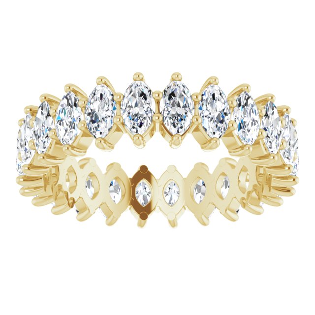 14K Gold Marquise Natural Diamond Shared-Prong Eternity Band – 4.5x2.5 mm Stones - Yellow Gold - view 3