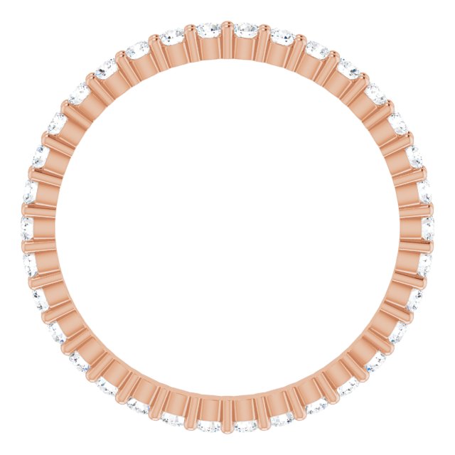 10K Gold Round Lab-Grown Diamond Shared-Prong Eternity Band – 1.7 mm Stones - Rose Gold - view 2