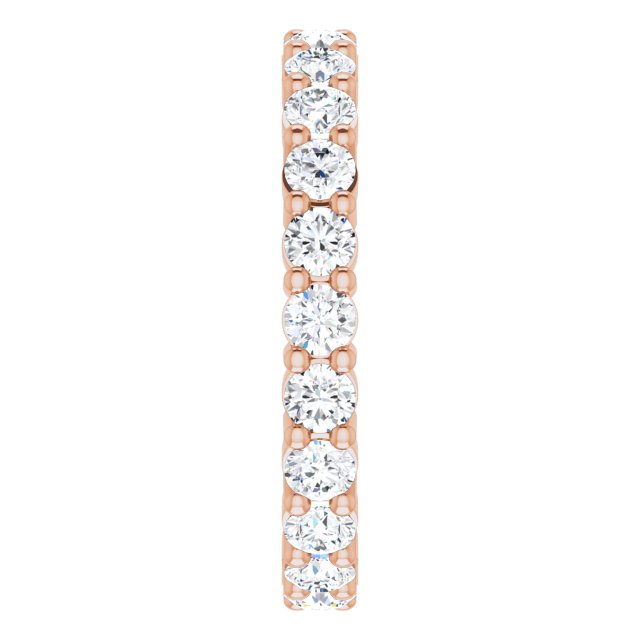 10K Gold Round Natural Diamond Shared-Prong Eternity Band – 2.75 mm Stones - Rose Gold - view 4