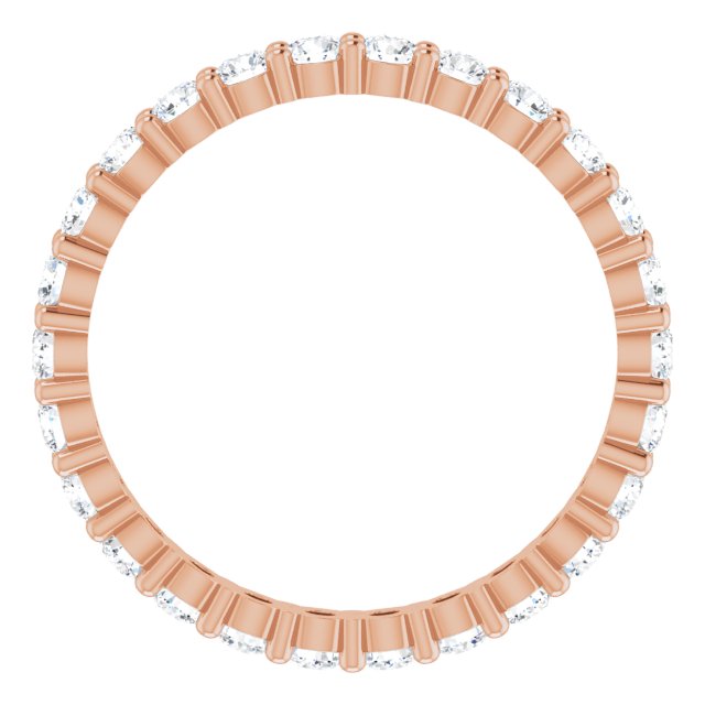 10K Gold Round Natural Diamond Shared-Prong Eternity Band – 2.25 mm Stones - Rose Gold - view 2