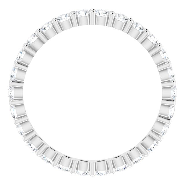 10K Gold Round Natural Diamond Shared-Prong Eternity Band – 2.25 mm Stones - White Gold - view 2