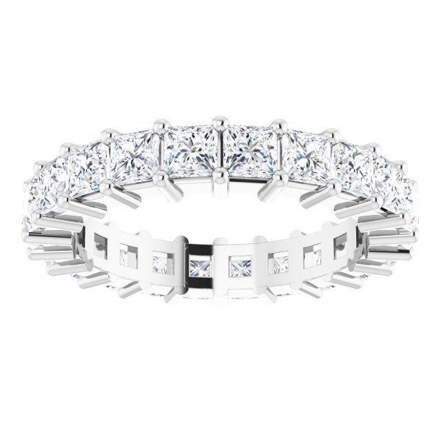 10K Gold Square Natural Diamond Shared-Prong Eternity Band – 3x3 mm Stones - White Gold - view 3