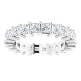 10K Gold Square Lab-Grown Diamond Shared-Prong Eternity Band – 3x3 mm Stones - White Gold - view 3