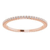 10K Gold Round Natural Diamond Shared-Prong Eternity Band – 1 mm Stones - Rose Gold - view 3