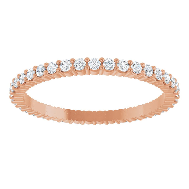 10K Gold Round Lab-Grown Diamond Shared-Prong Eternity Band – 1.5 mm Stones - Rose Gold - view 3