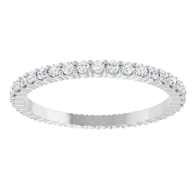 10K Gold Round Lab-Grown Diamond Shared-Prong Eternity Band – 1.5 mm Stones - White Gold - view 3