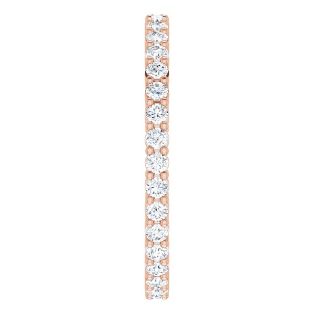 10K Gold Round Natural Diamond Shared-Prong Eternity Band – 1.7 mm Stones - Rose Gold - view 4