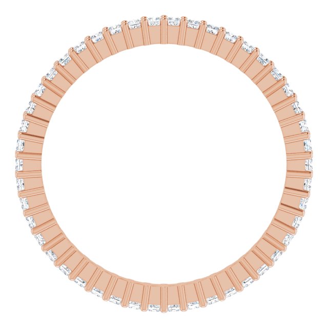 10K Gold Square Natural Diamond Shared-Prong Eternity Band – 1.25x1.25 mm Stones - Rose Gold - view 2