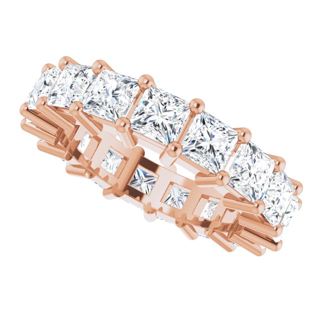 10K Gold Square Lab-Grown Diamond Shared-Prong Eternity Band – 4x4 mm Stones - Rose Gold - view 5