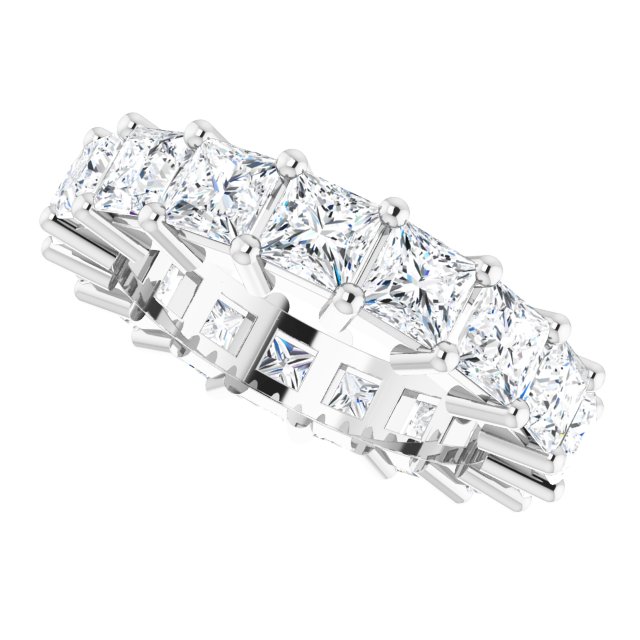 10K Gold Square Lab-Grown Diamond Shared-Prong Eternity Band – 4x4 mm Stones - White Gold - view 5