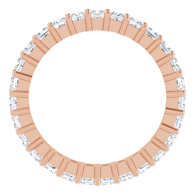 10K Gold Square Natural Diamond Shared-Prong Eternity Band – 2.25x2.25 mm Stones - Rose Gold - view 2