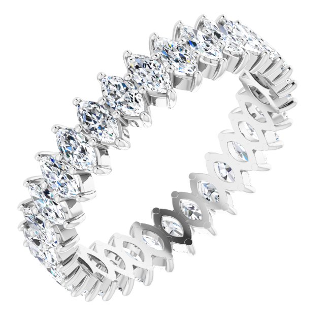 Platinum Marquise Natural Diamond Shared-Prong Eternity Band – 4x2 mm Stones