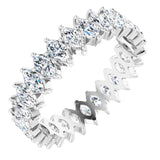 14K Gold Marquise Natural Diamond Shared-Prong Eternity Band – 4.25x2.25 mm Stones - White Gold