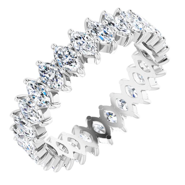 14K Gold Marquise Lab-Grown Diamond Shared-Prong Eternity Band – 4.25x2.25 mm Stones - White Gold