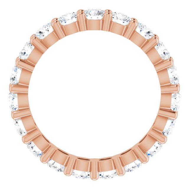 10K Gold Round Natural Diamond Shared-Prong Eternity Band – 3.4 mm Stones - Rose Gold - view 2