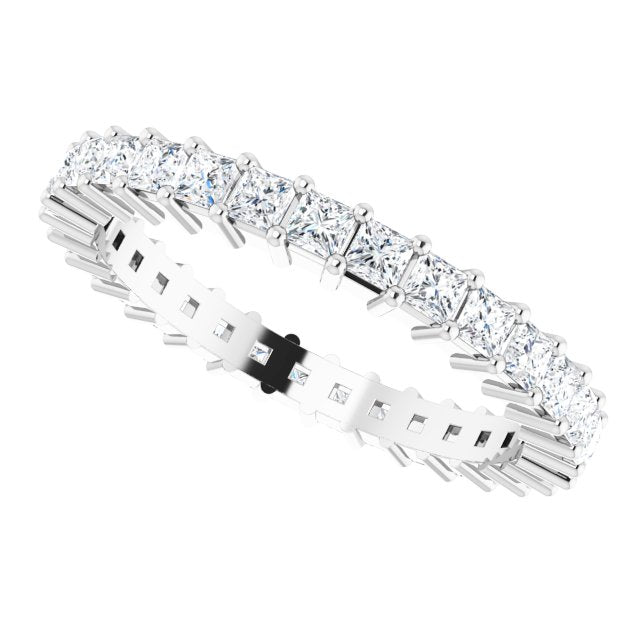 10K Gold Square Natural Diamond Shared-Prong Eternity Band – 2x2 mm Stones - White Gold - view 5