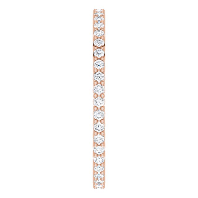 10K Gold Round Natural Diamond Shared-Prong Eternity Band – 1.3 mm Stones - Rose Gold - view 4