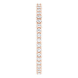 10K Gold Round Lab-Grown Diamond Shared-Prong Eternity Band – 1.3 mm Stones - Rose Gold - view 4
