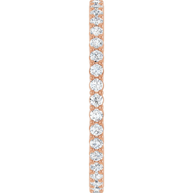 10K Gold Round Natural Diamond Shared-Prong Eternity Band – 1.5 mm Stones - Rose Gold - view 4