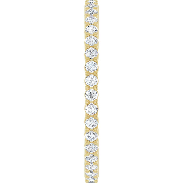 14K Gold Round Natural Diamond Shared-Prong Eternity Band – 1.5 mm Stones - Yellow Gold - view 4
