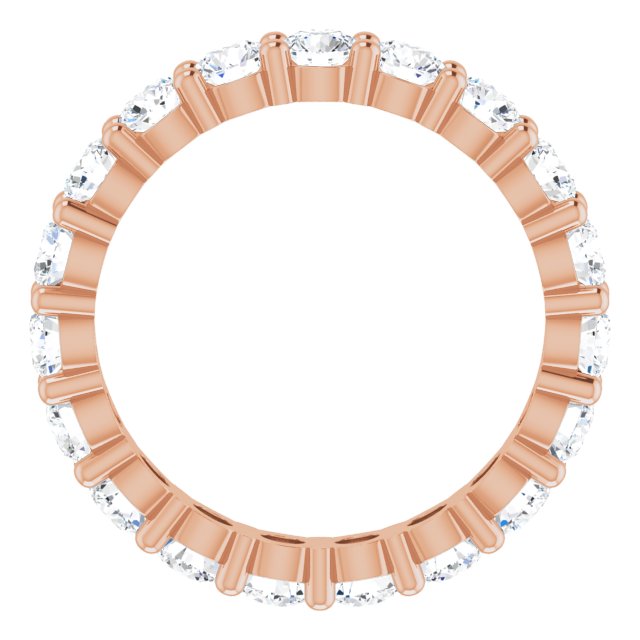 10K Gold Round Lab-Grown Diamond Shared-Prong Eternity Band – 3.4 mm Stones - Rose Gold - view 2