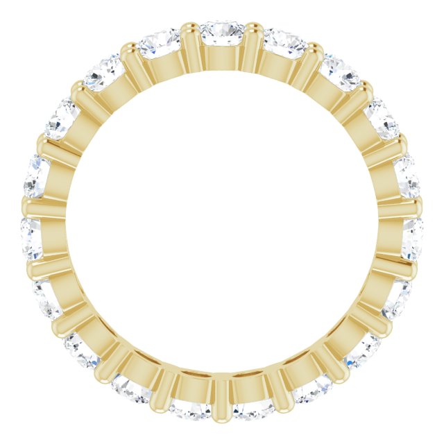 14K Gold Round Lab-Grown Diamond Shared-Prong Eternity Band – 3.4 mm Stones - Yellow Gold - view 2