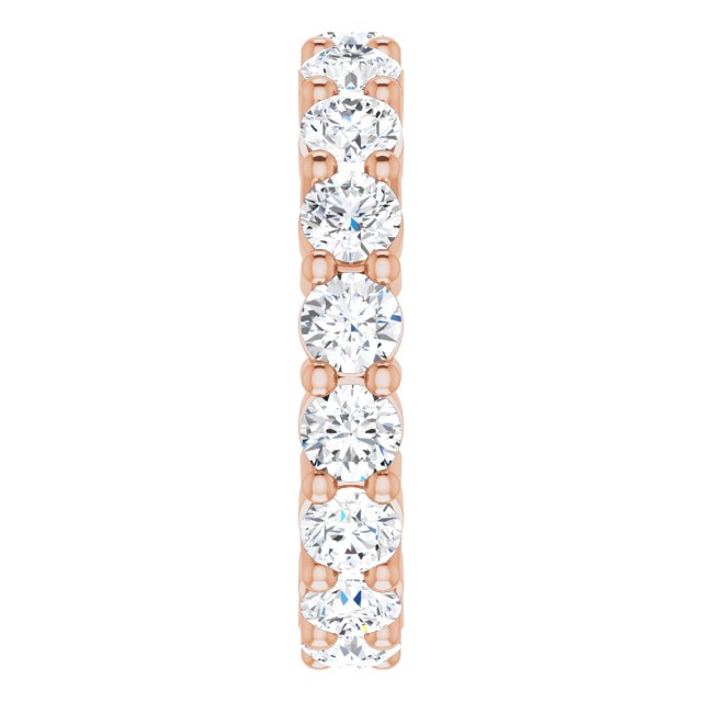 10K Gold Round Lab-Grown Diamond Shared-Prong Eternity Band – 3.8 mm Stones - Rose Gold - view 4