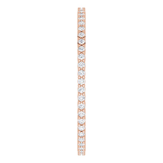 10K Gold Round Lab-Grown Diamond Shared-Prong Eternity Band – 1 mm Stones - Rose Gold - view 4
