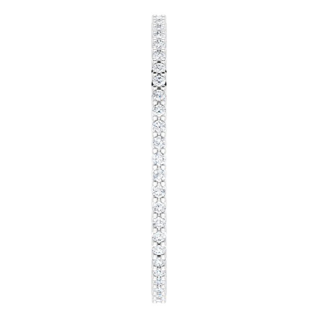 10K Gold Round Natural Diamond Shared-Prong Eternity Band – 1 mm Stones - White Gold - view 4